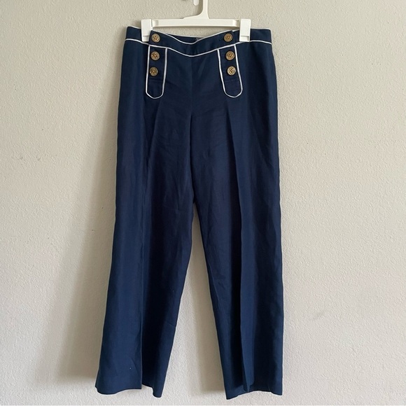 American Living Pants - American Living woman’s linen nautical pants size 6 marine wide leg ankle pant
